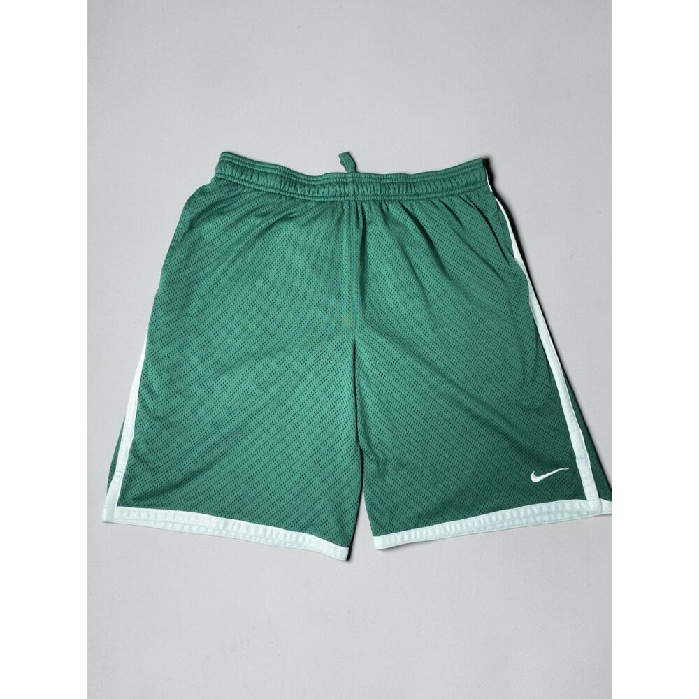 Nike Mesh Basketball Shorts Men’s Large Green White Swoosh Athletic Pockets
